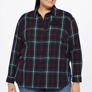 NWOT Bullion Patch Plaid Twill Shirt